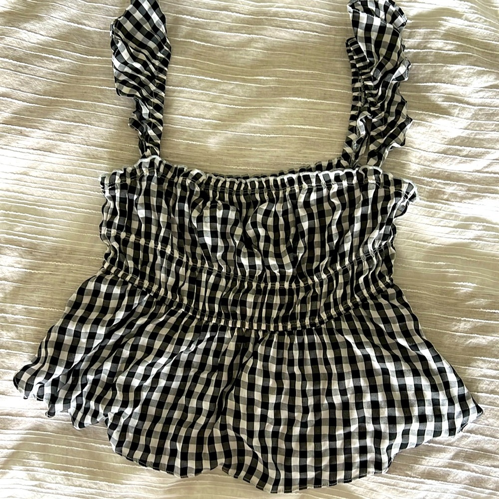 CJLA Gingham Black and White Top Size L